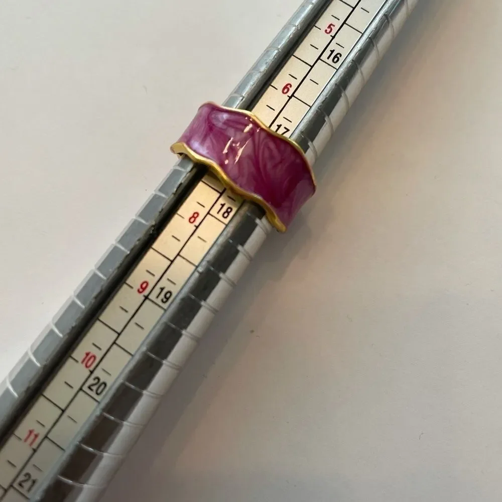 VINTAGE GEOMETRIC ENAMEL RING, adjustable‎
